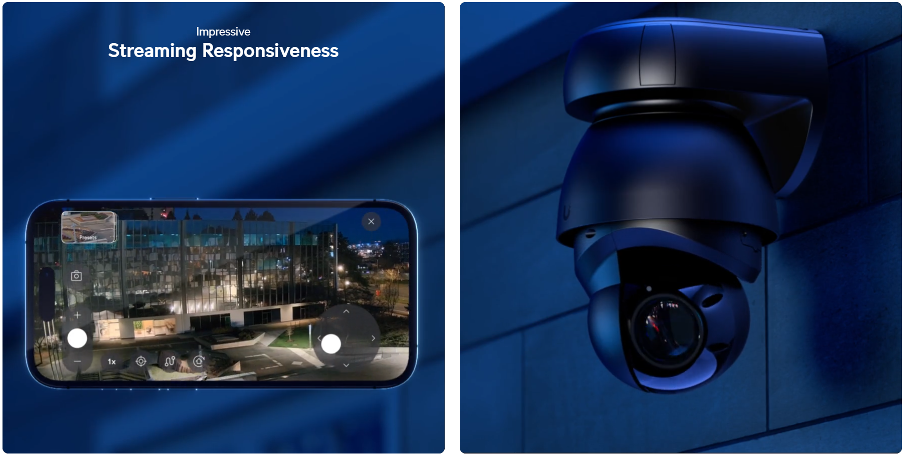 PTZ camera with enhanced AI mounted on the wall.